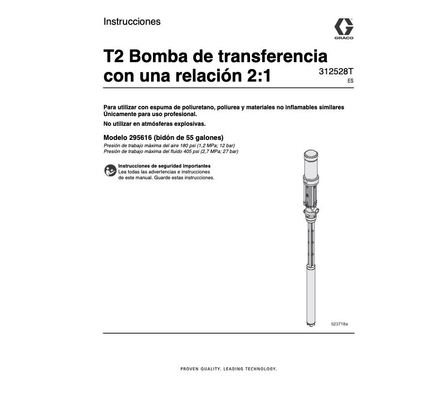 T2 Bomba de transferencia con una relación 2:1